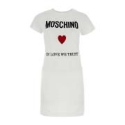 Katoenen T-Shirt Jurk Moschino , White , Dames