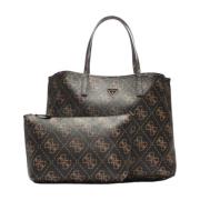 Logo 4G All-Over Driehoekige Tas Guess , Brown , Dames