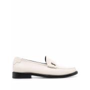 Parel Lambskin Monogram Plaque Loafers Saint Laurent , White , Dames