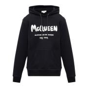 Hoodie met logo-print Alexander McQueen , Black , Heren