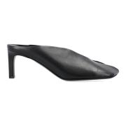 Zwarte Leren Hoge Hak Muiltjes Jil Sander , Black , Dames