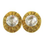 Pre-owned Metal earrings Chanel Vintage , Yellow , Dames