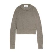 Dove Grey Sweater met Crew Neck Ami Paris , Gray , Dames