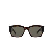 Unisex Vierkante Acetaat Zonnebril in Donkerbruin Tortoise Saint Laure...