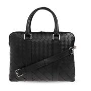 Aktetas met Intrecciato-weefsel Bottega Veneta , Black , Heren