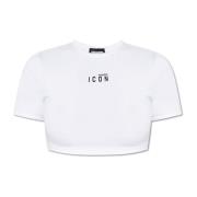 Cropped T-shirt with logo Dsquared2 , White , Dames