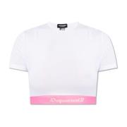 Cropped T-shirt with logo Dsquared2 , White , Dames