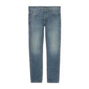 Blauwe Stonewashed Jeans met Tapered Pijpen Gucci , Blue , Heren