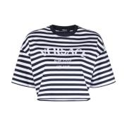 Nautische Strepen Logo Cropped T-Shirt Versace , Multicolor , Dames