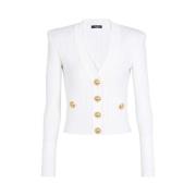 Geknoopte, cropped gebreide cardigan Balmain , White , Dames