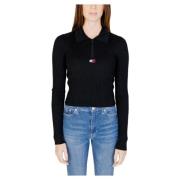 Half Zip Sweater van Gerecycled Polyester Tommy Jeans , Black , Dames