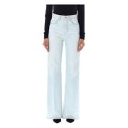 Hoge Taille Flare Denim Jeans Ami Paris , Blue , Dames