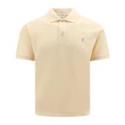 Geborduurd Logo Polo Shirt Saint Laurent , Beige , Heren