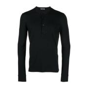 Lyocell Katoenen Rib Henley Tom Ford , Black , Heren