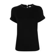 Korte Mouwen Ronde Hals T-Shirts Brunello Cucinelli , Black , Dames