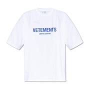 T-shirt met logo Vetements , White , Heren