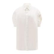 Witte korte mouwen shirt met verborgen knoopsluiting Sacai , White , D...