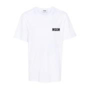 Logo Print Crew Neck T-shirts en Polos Msgm , White , Heren