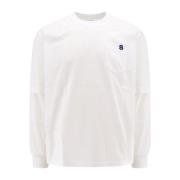 Geborduurd Monogram Katoenen T-Shirt Sacai , White , Dames