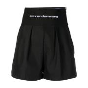 Logo Waistband Safari Shorts Alexander Wang , Black , Dames