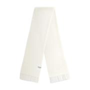 Witte Sjaal met Franjes en Logo Label Dondup , White , Dames