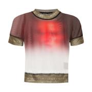 MultiColour Mesh T-shirt met gezichtsprint Ottolinger , Multicolor , D...
