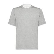 Grijze Katoenen T-shirt met Ronde Hals Brunello Cucinelli , Gray , Her...