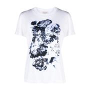 Witte T-shirt met Bloemenprint Alexander McQueen , White , Dames