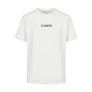 Katoenen T-shirt met Logo Print Iceberg , Beige , Heren