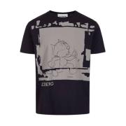 T-shirt met cartoonafbeeldingen Iceberg , Black , Heren