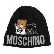 Abstract Multikleur Beanie met Logo Borduursels Moschino , Black , Dam...