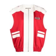 Rode Logo-Patch Ronde-Hals Gilet Gucci , Red , Dames