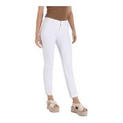 Slim Fit Cropped Jeans met Ritsdetail MAC , White , Dames
