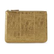 Geperste Leren Gouden Pochette Portemonnee Comme des Garçons , Yellow ...