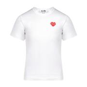 Witte katoenen T-shirt met hartlogo voor dames Comme des Garçons Play ...