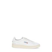 Witte Leren Sneakers met Geborduurd Logo Autry , White , Dames