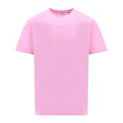 Katoenen Crew-Neck Geborduurd T-Shirt Maison Kitsuné , Pink , Heren