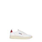 Witte Leren Sneakers met Geborduurd Logo Autry , White , Dames