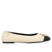 Crèmekleurige Claire Leren Ballerina Tory Burch , Beige , Dames