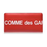 Rode Leren Logo Portemonnee Comme des Garçons , Red , Heren