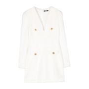 Korte Jurk met 4 Knopen Balmain , White , Dames