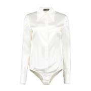 Zijden hemd met puntige kraag Dolce & Gabbana , White , Dames