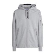 Diagonaal Raised Fleece Rits Hoodie C.p. Company , Gray , Heren