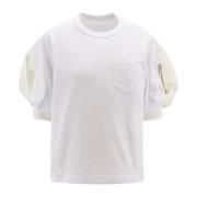 Katoenen T-shirt met ballonmouwen Sacai , White , Dames
