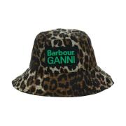Leopard Print Bucket Hat Barbour , Brown , Dames