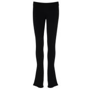 Zwarte Geribbelde Viscose Flare Broek Barrow , Black , Dames