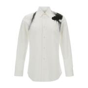 Witte Overhemd met Contrasterende Print en Klassieke Kraag Alexander M...