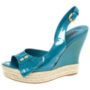 Pre-owned Leather sandals Louis Vuitton Vintage , Blue , Dames