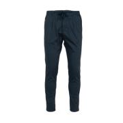 Blauwe katoenen broek met elastische tailleband Cruna , Blue , Heren