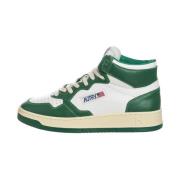 Groen Wit Leren Mid-Top Sneakers Autry , White , Heren